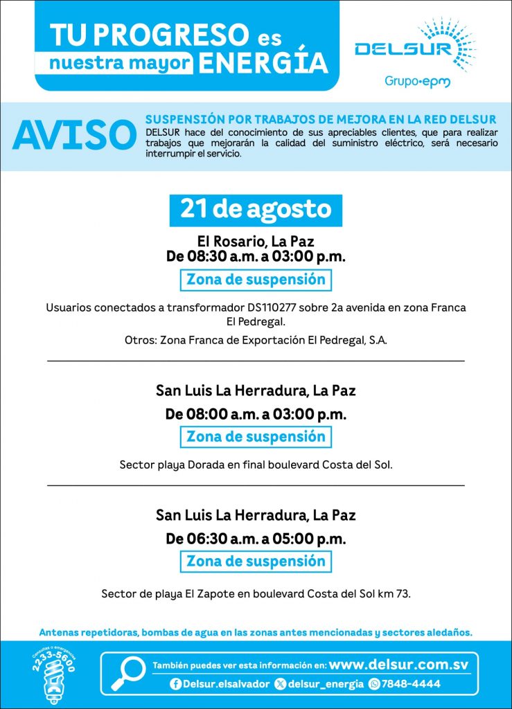 Aviso de interrupción extemporánea programada para el 21 de agosto-Diario El Salvador (1)
